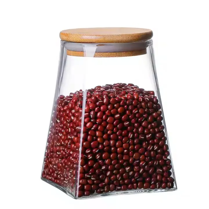High Borosilicate Glass Storage Jar With Bamboo Lid For Home Kitchens