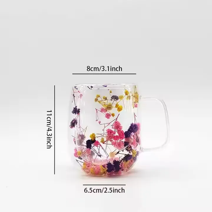 Double Wall Straight Mug With Dry Flower