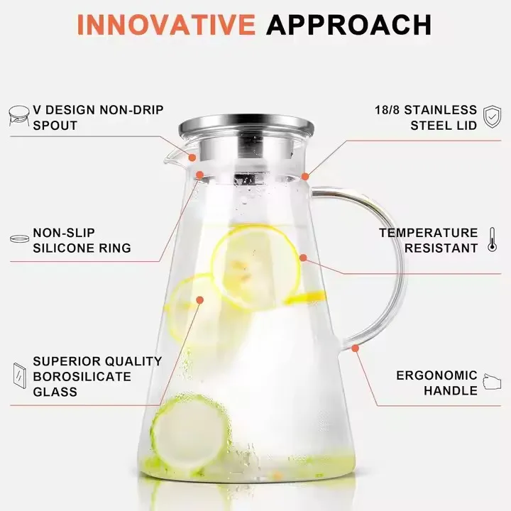 Borosilicate Hand Blown Clear Resistant Glass Water Pitcher
