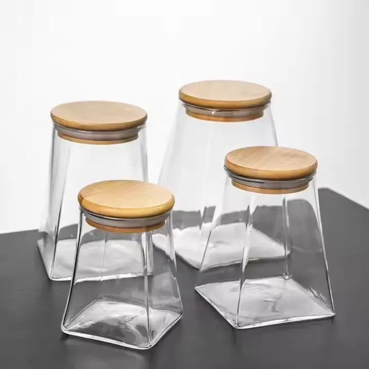 High Borosilicate Glass Storage Jar With Bamboo Lid For Home Kitchens
