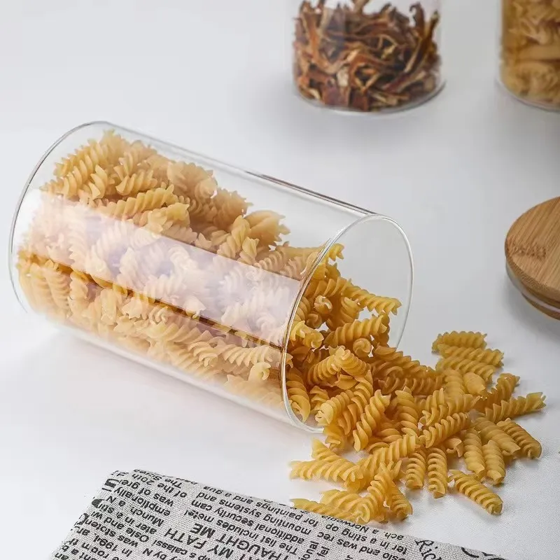 3pcs of high borosilicate glass storage jar with bamboo stand