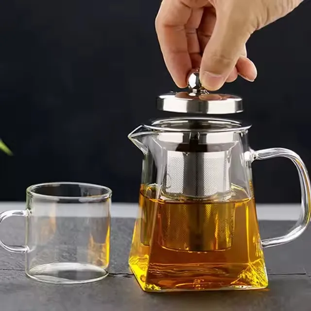 High Borosilicate Glass Square Teapot