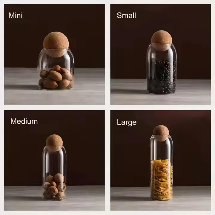 Seal Wood Cork Ball Glass Jar