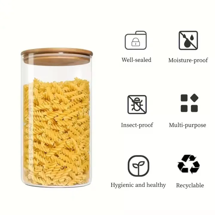 3pcs of high borosilicate glass storage jar with bamboo stand