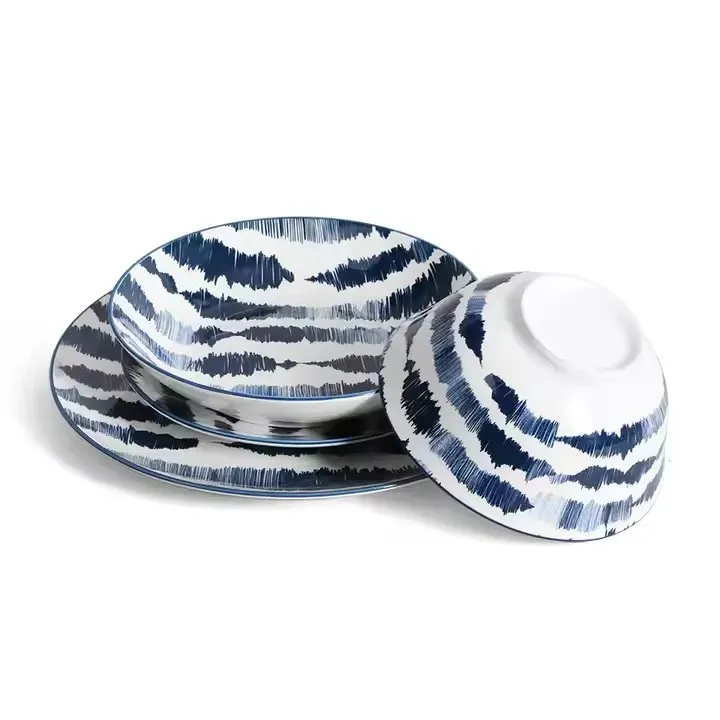 Deep Navy Blue Pad Print Dinner set