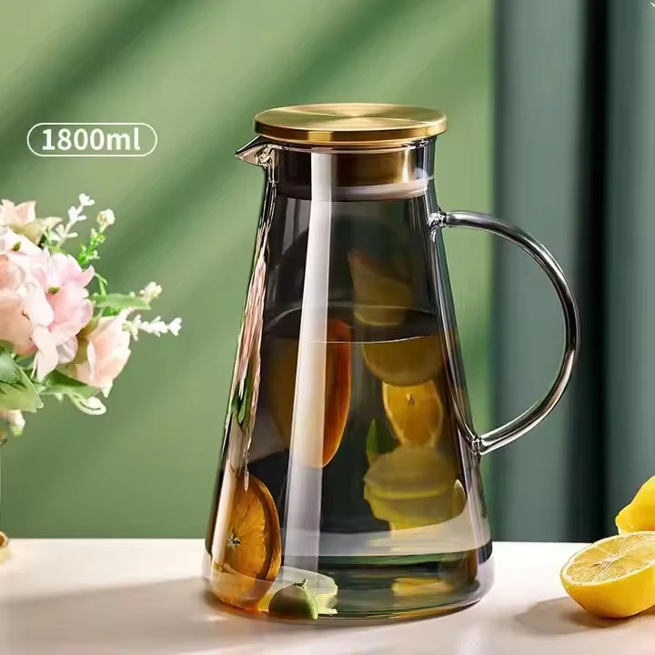Borosilicate Hand Blown Clear Resistant Glass Water Pitcher