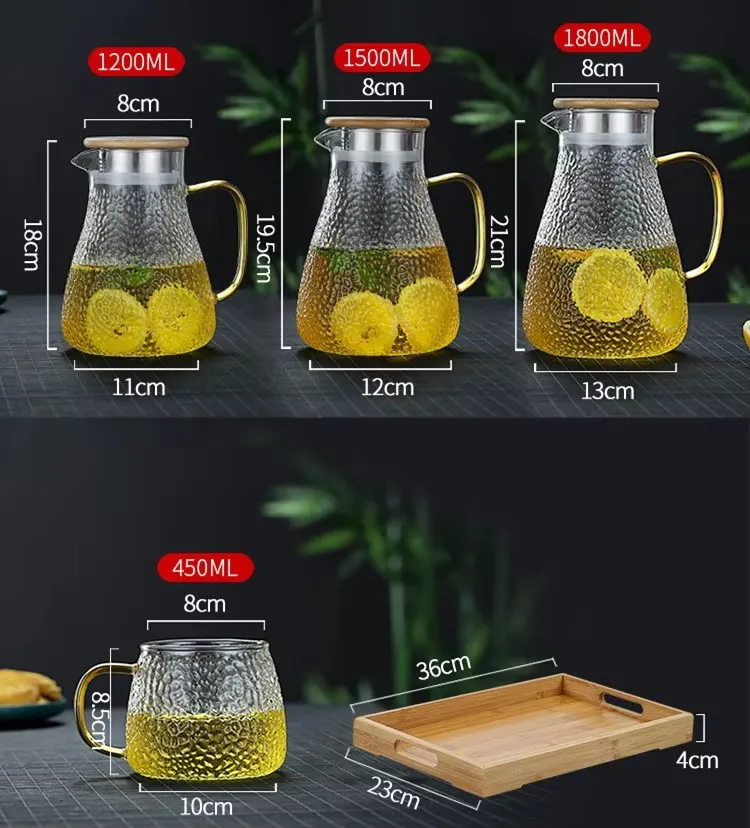 Circular Hammer Glass Water Pitcher