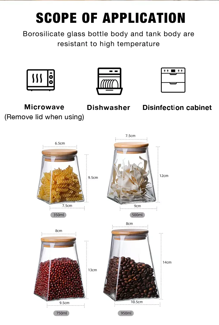 High Borosilicate Glass Storage Jar With Bamboo Lid For Home Kitchens