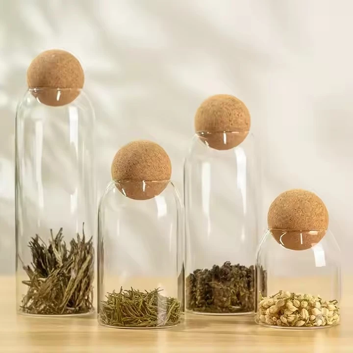 Seal Wood Cork Ball Glass Jar