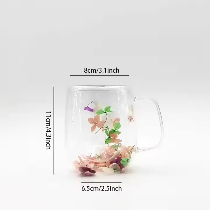 Double Wall Straight Mug With Dry Flower
