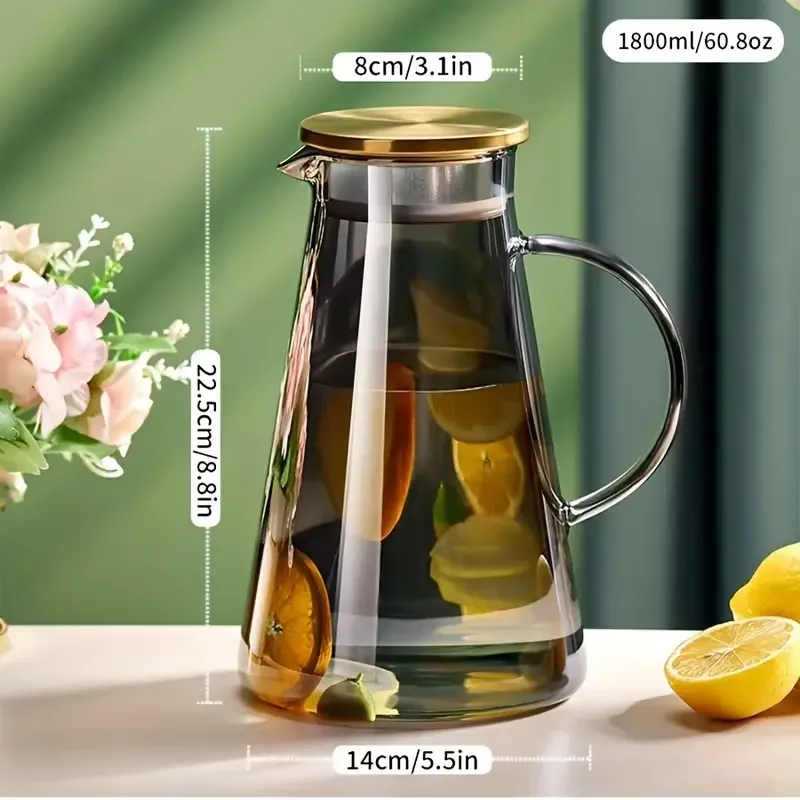 Borosilicate Hand Blown Clear Resistant Glass Water Pitcher