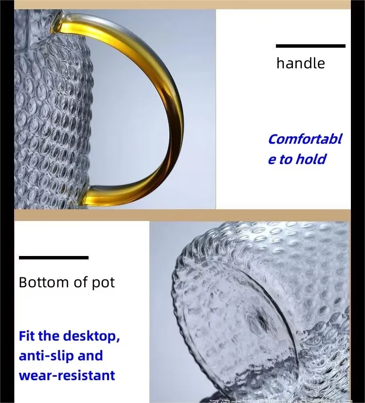 Rice Grain Pattern High Borosilicate Glass Water Pitcher