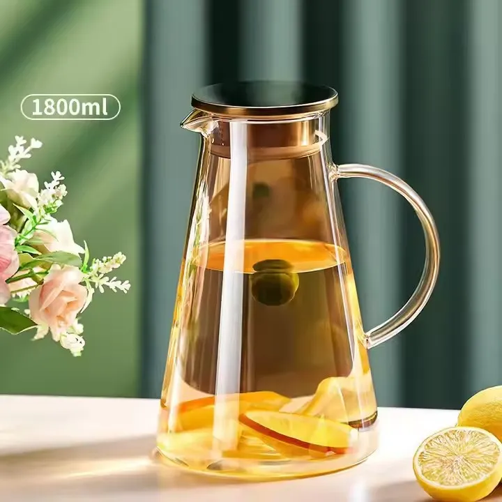 Borosilicate Hand Blown Clear Resistant Glass Water Pitcher
