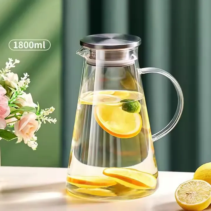 Borosilicate Hand Blown Clear Resistant Glass Water Pitcher