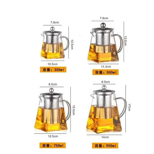High Borosilicate Glass Square Teapot