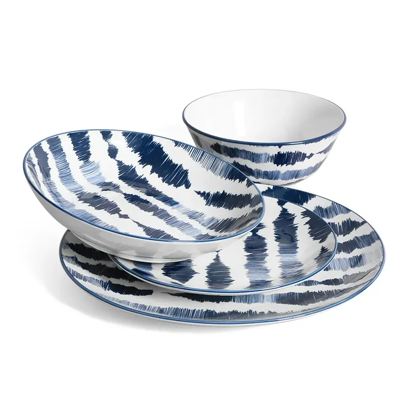 Deep Navy Blue Pad Print Dinner set