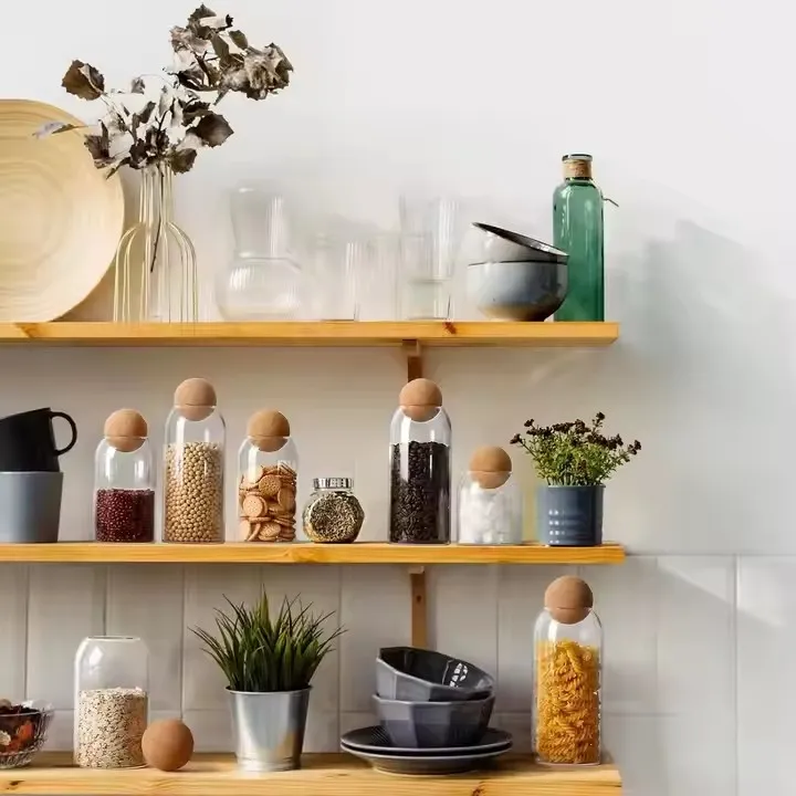 Seal Wood Cork Ball Glass Jar